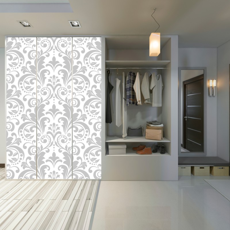 Schrankaufkleber elegantes graues damastmuster – Wallnifity® Schrankaufkleber elegantes graues damastmuster – Wallnifity®