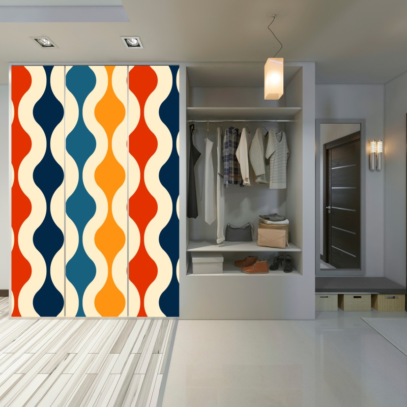 Schrankaufkleber retro welliges mid-century muster – Wallnifity®