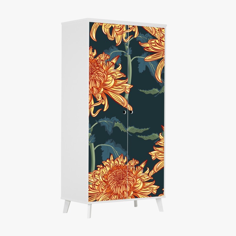 Schrankaufkleber alpine frühlingswiese unter schneebedeckten gipfeln – Wallnifity®