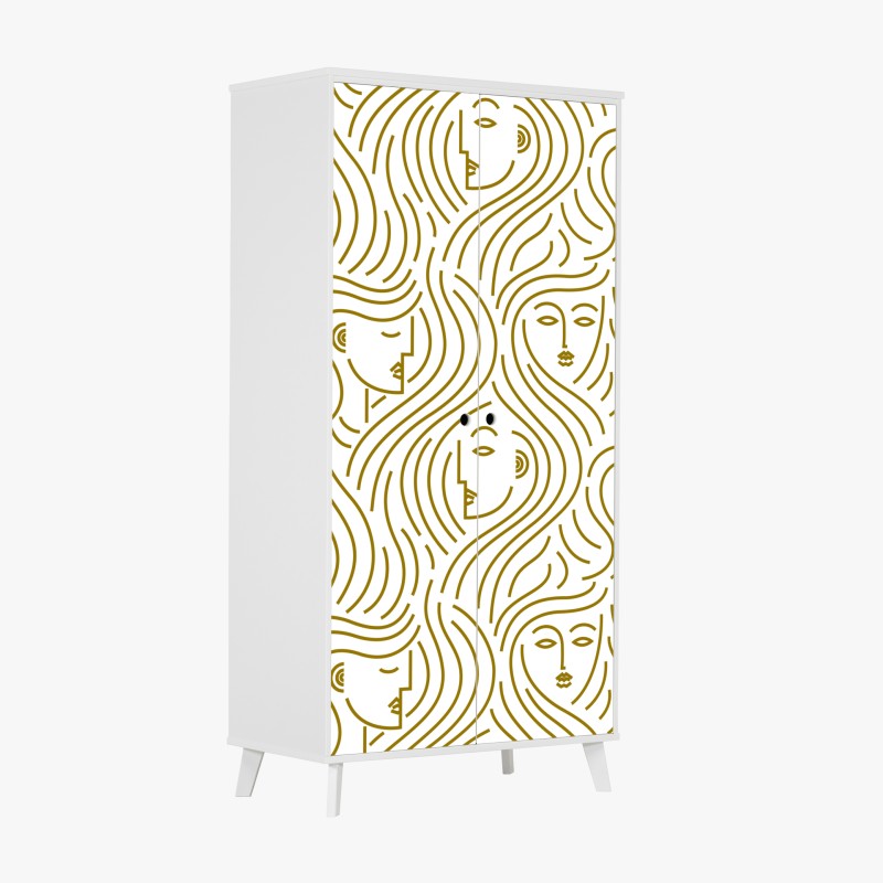 Schrankaufkleber abstrakte klassische maske in türkis und rosa – Wallnifity®