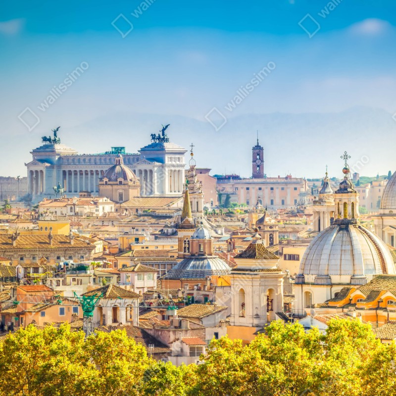 Schrankaufkleber sonnige skyline von Rom mit kuppeln – Wallnifity® Schrankaufkleber sonnige skyline von Rom mit kuppeln – Wallnifity®