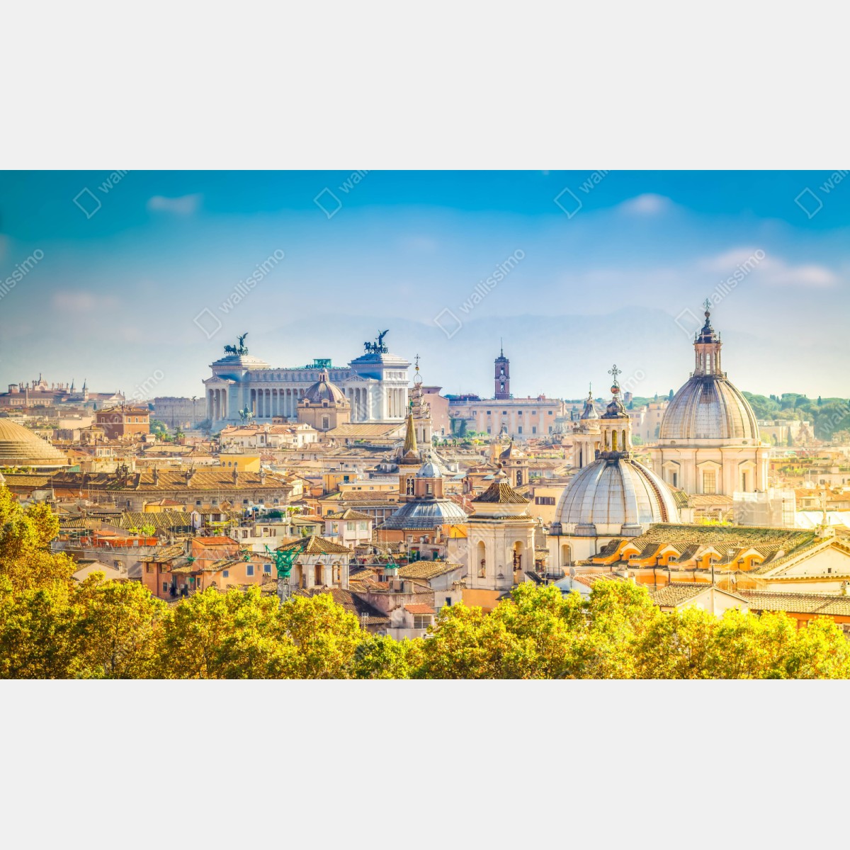 Schrankaufkleber sonnige skyline von Rom mit kuppeln – Wallnifity® Schrankaufkleber sonnige skyline von Rom mit kuppeln – Wallnifity®