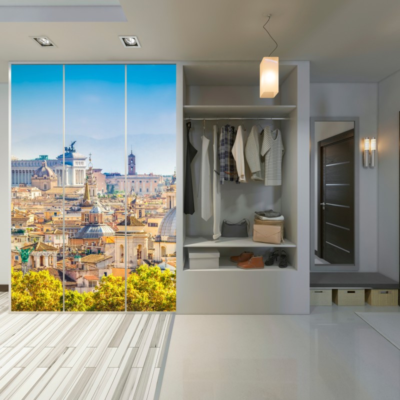 Schrankaufkleber sonnige skyline von Rom mit kuppeln – Wallnifity® Schrankaufkleber sonnige skyline von Rom mit kuppeln – Wallnifity®