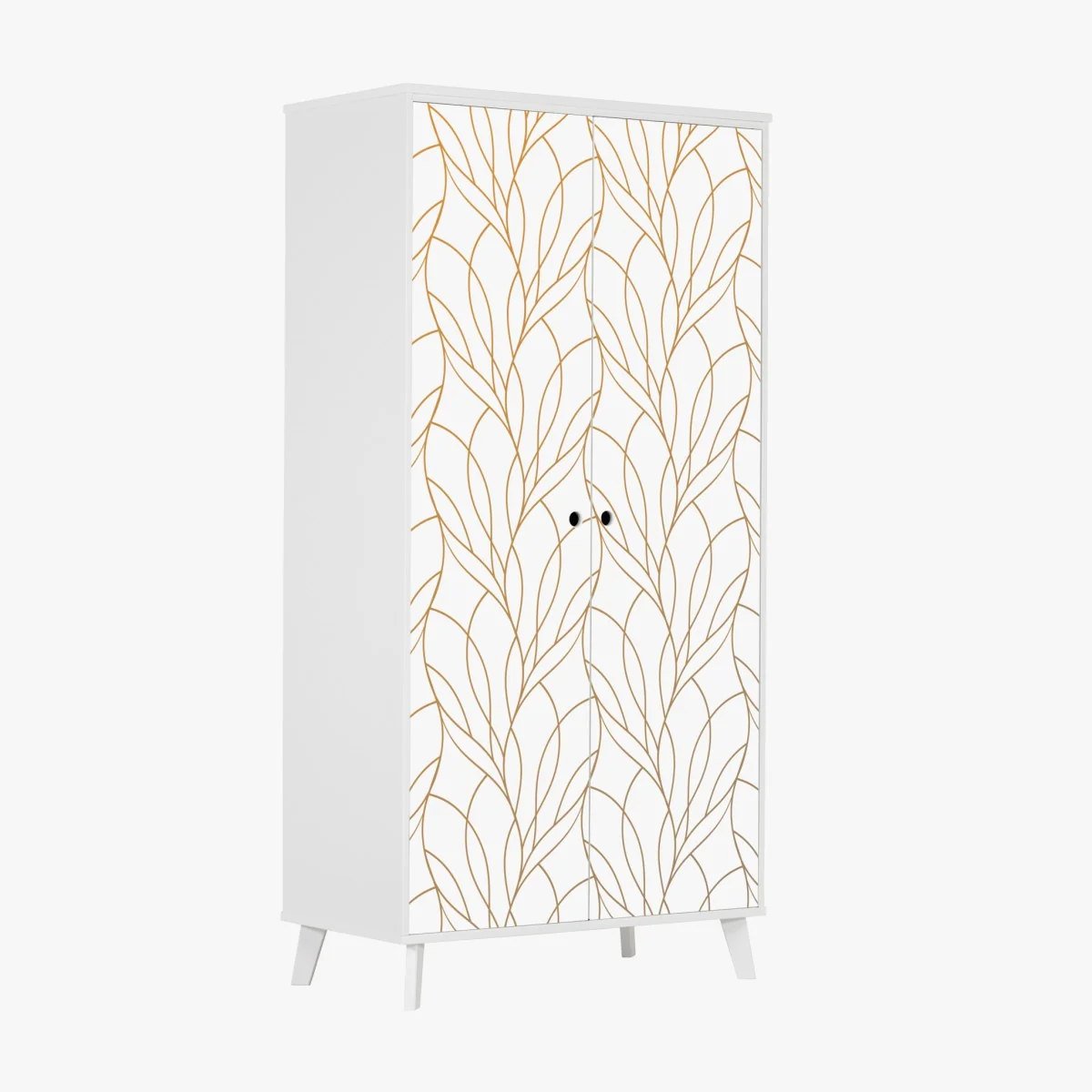 Schrankaufkleber goldenes blattmuster auf weißem hintergrund – Wallnifity® Schrankaufkleber goldenes blattmuster auf weißem hintergrund – Wallnifity®