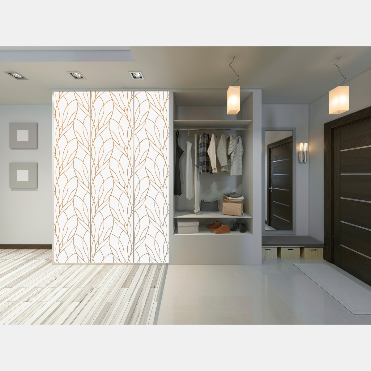 Schrankaufkleber goldenes blattmuster auf weißem hintergrund – Wallnifity® Schrankaufkleber goldenes blattmuster auf weißem hintergrund – Wallnifity®