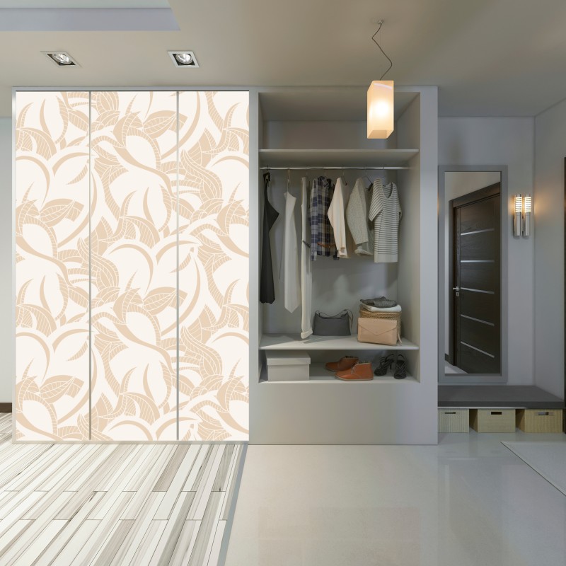 Schrankaufkleber beiges blattmuster im botanischen stil – Wallnifity® Schrankaufkleber beiges blattmuster im botanischen stil – Wallnifity®