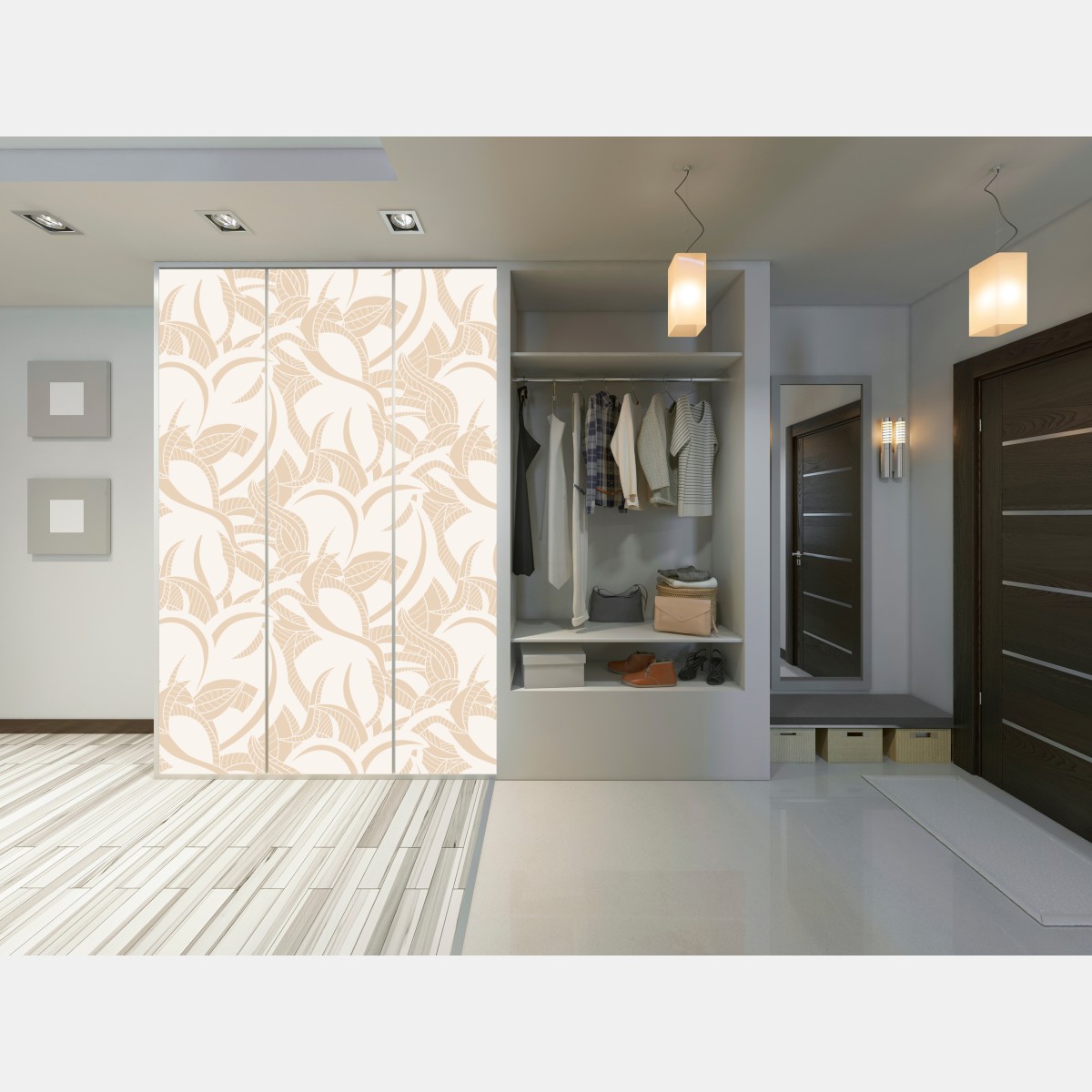 Schrankaufkleber beiges blattmuster im botanischen stil – Wallnifity® Schrankaufkleber beiges blattmuster im botanischen stil – Wallnifity®