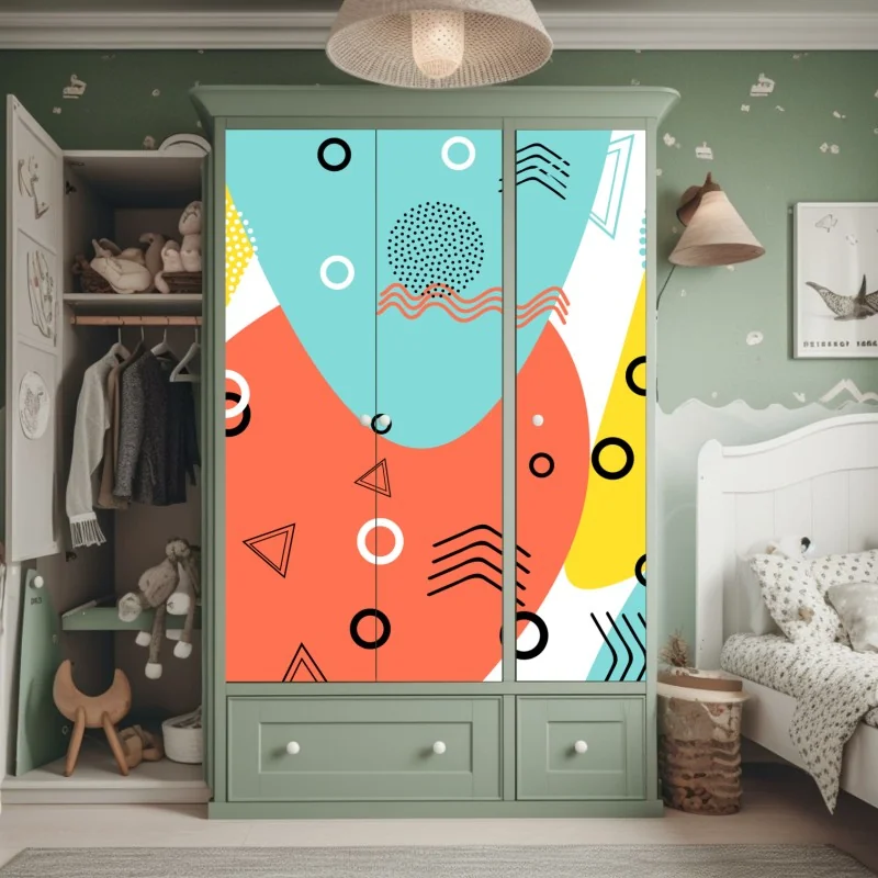 Schrankaufkleber farbenfrohes geometrisches muster – Wallnifity® Schrankaufkleber farbenfrohes geometrisches muster – Wallnifity®