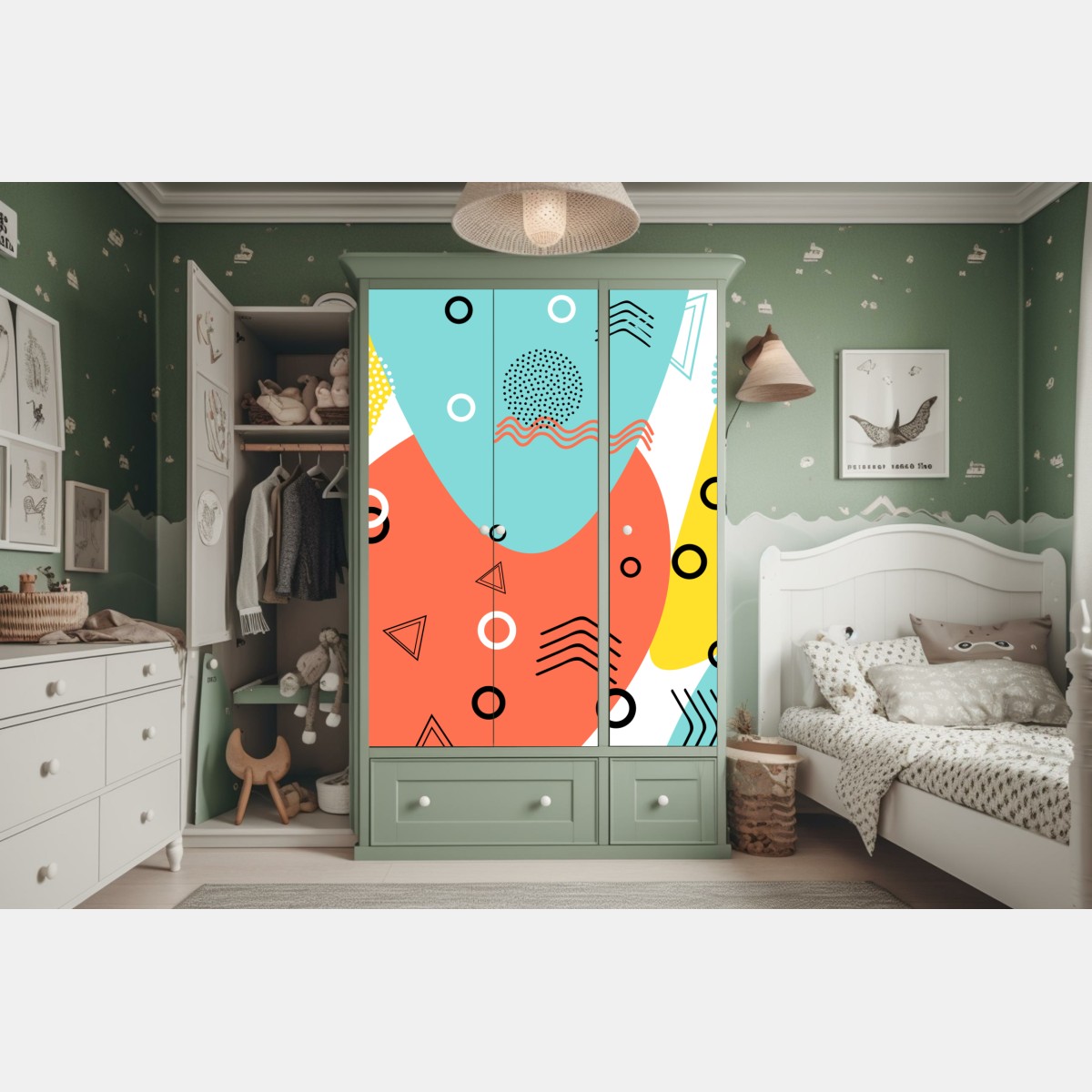 Schrankaufkleber farbenfrohes geometrisches muster – Wallnifity® Schrankaufkleber farbenfrohes geometrisches muster – Wallnifity®