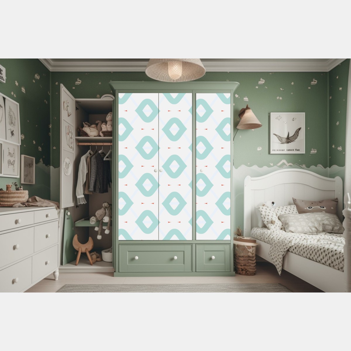 Schrankaufkleber türkis geometrisches rautenmuster – Wallnifity® Schrankaufkleber türkis geometrisches rautenmuster – Wallnifity®