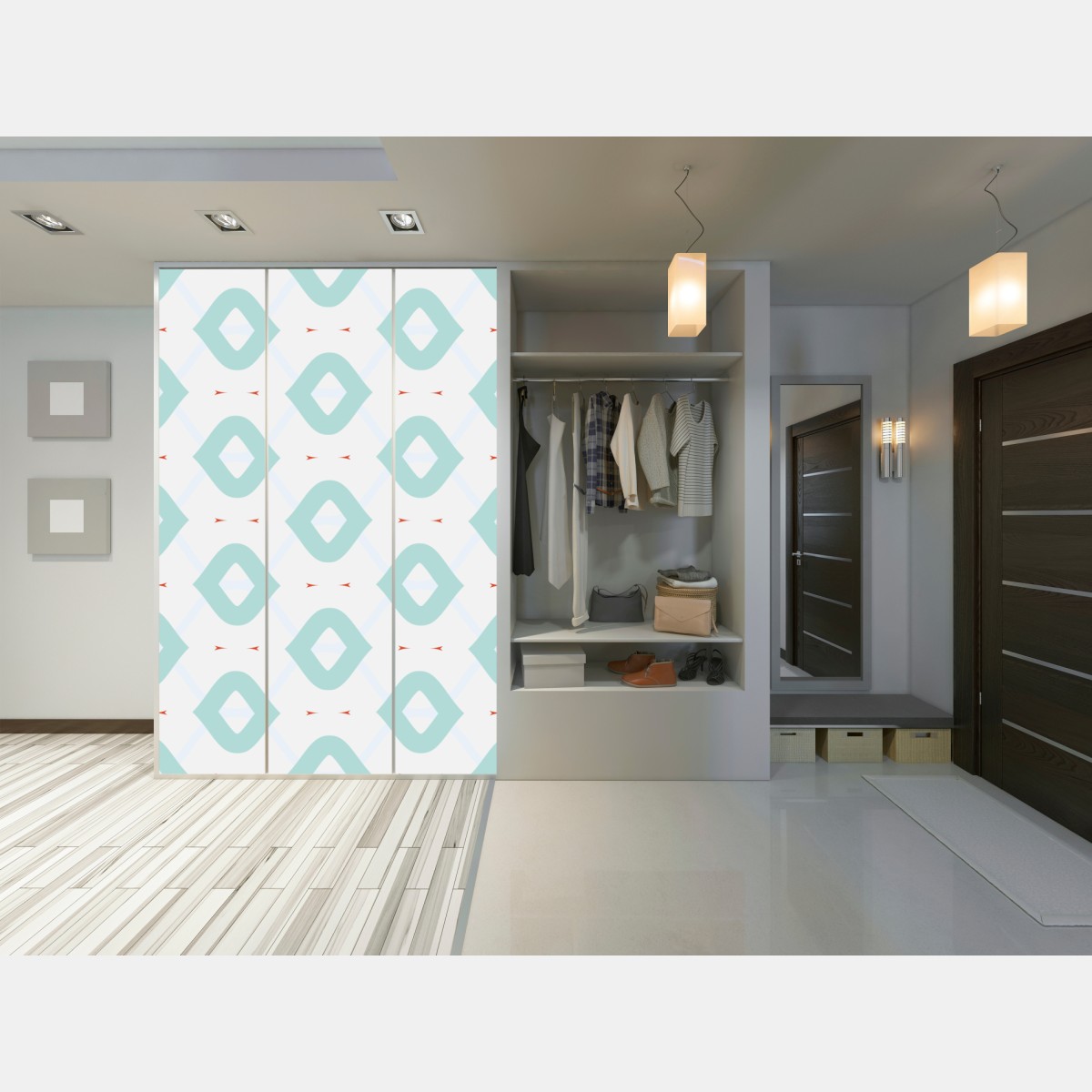 Schrankaufkleber türkis geometrisches rautenmuster – Wallnifity® Schrankaufkleber türkis geometrisches rautenmuster – Wallnifity®