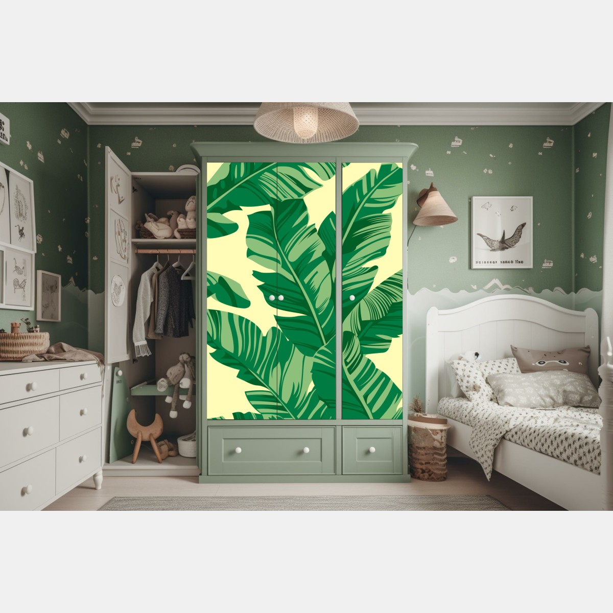 Schrankaufkleber tropisches muster mit bananenblättern – Wallnifity® Schrankaufkleber tropisches muster mit bananenblättern – Wallnifity®