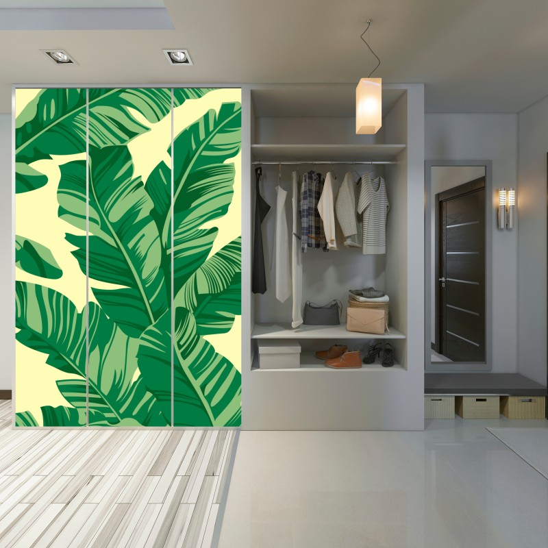 Schrankaufkleber tropisches muster mit bananenblättern – Wallnifity® Schrankaufkleber tropisches muster mit bananenblättern – Wallnifity®