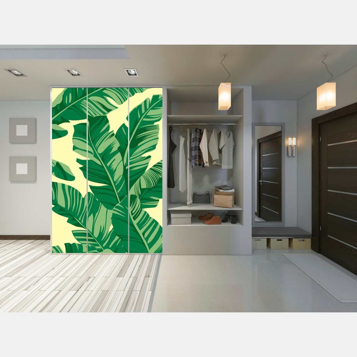 Schrankaufkleber tropisches muster mit bananenblättern – Wallnifity® Schrankaufkleber tropisches muster mit bananenblättern – Wallnifity®