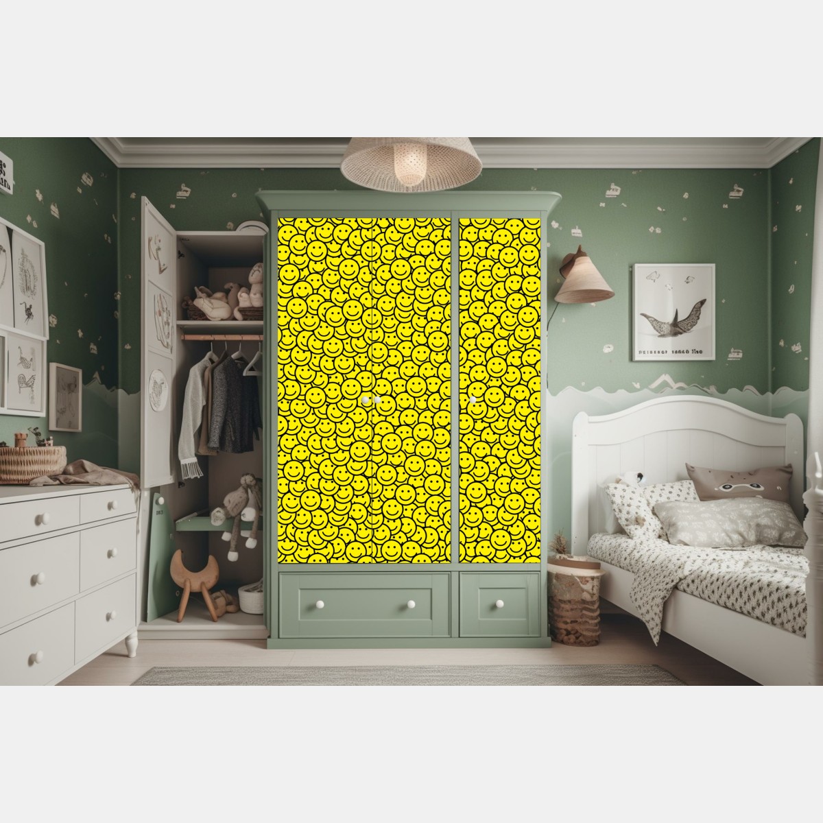 Schrankaufkleber fröhliches smiley muster – Wallnifity® Schrankaufkleber fröhliches smiley muster – Wallnifity®