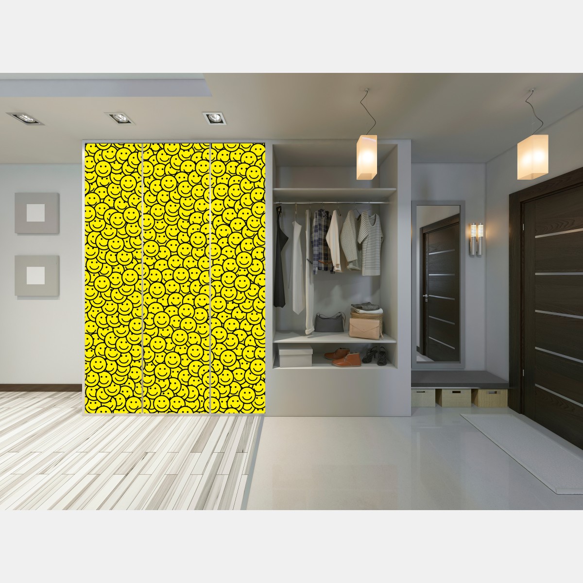 Schrankaufkleber fröhliches smiley muster – Wallnifity® Schrankaufkleber fröhliches smiley muster – Wallnifity®