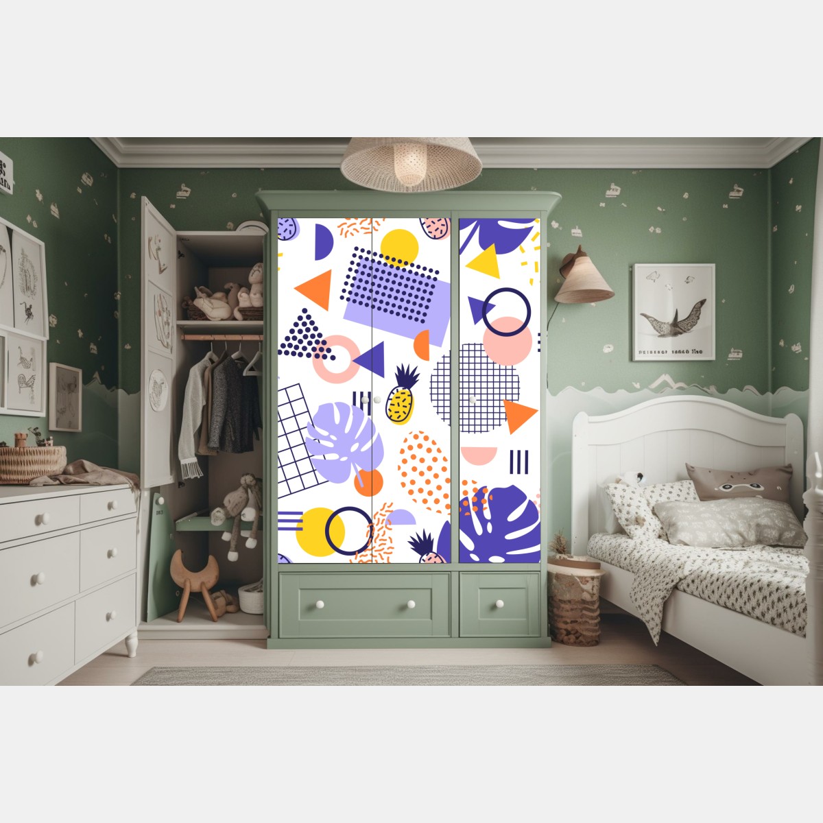 Schrankaufkleber verspieltes tropisches geometrisches muster – Wallnifity® Schrankaufkleber verspieltes tropisches geometrisches muster – Wallnifity®