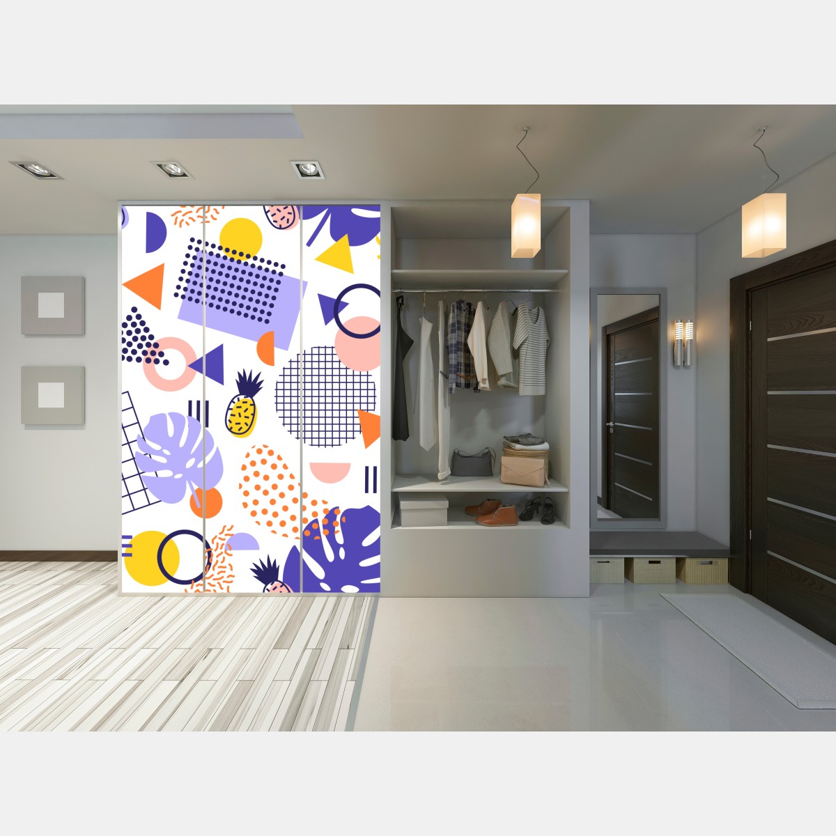 Schrankaufkleber verspieltes tropisches geometrisches muster – Wallnifity® Schrankaufkleber verspieltes tropisches geometrisches muster – Wallnifity®