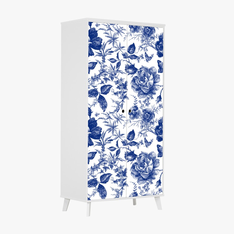 Schrankaufkleber leuchtende lila-blaue abstrakte 3d-formen – Wallnifity®