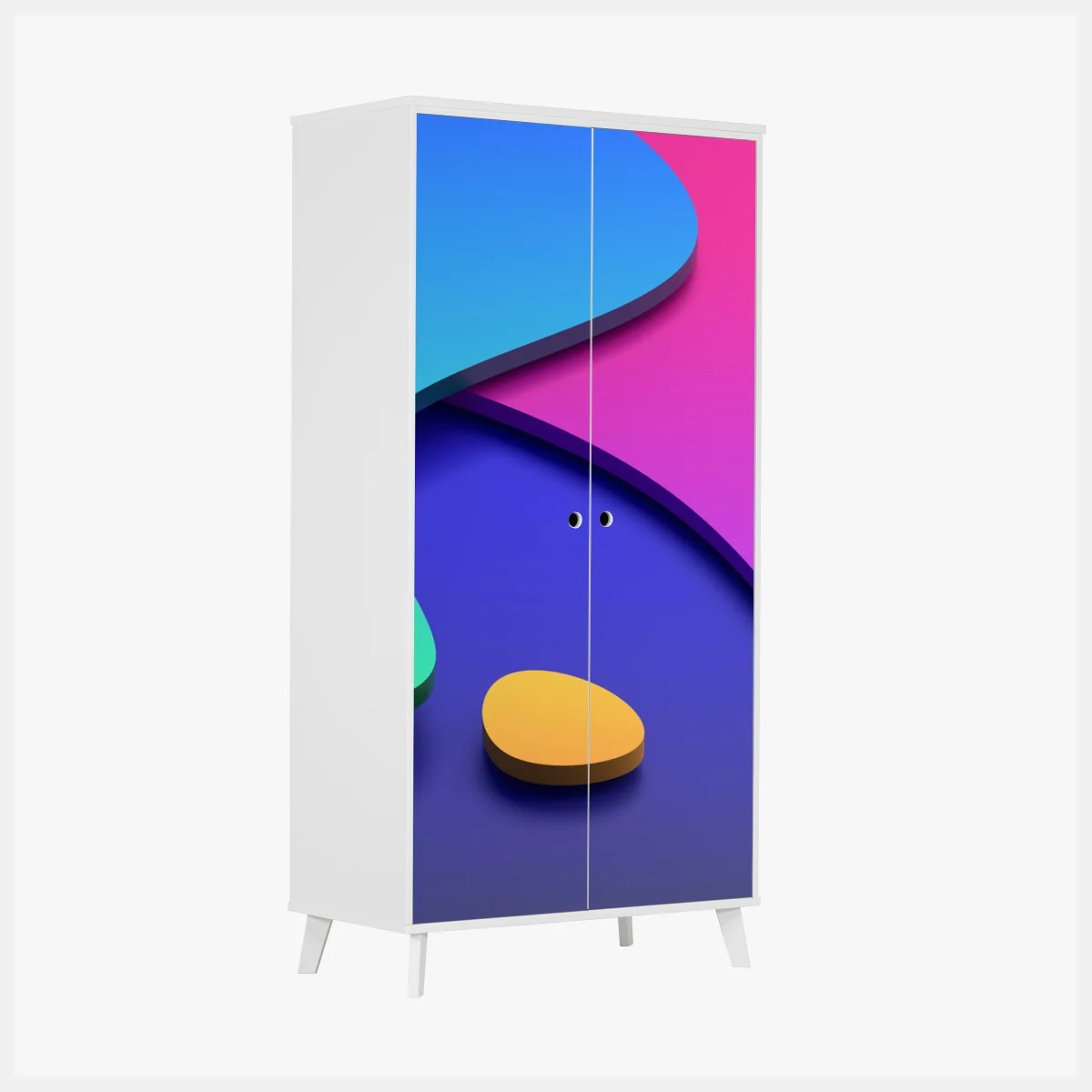 Schrankaufkleber lebhafte abstrakte 3d-kurven – Wallnifity® Schrankaufkleber lebhafte abstrakte 3d-kurven – Wallnifity®