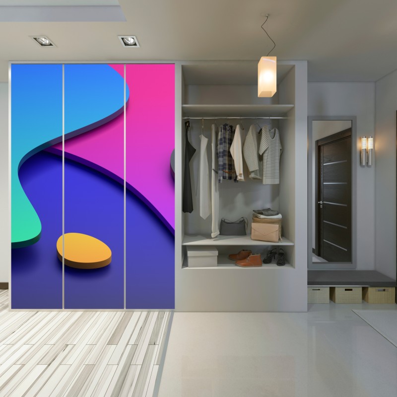 Schrankaufkleber lebhafte abstrakte 3d-kurven – Wallnifity® Schrankaufkleber lebhafte abstrakte 3d-kurven – Wallnifity®