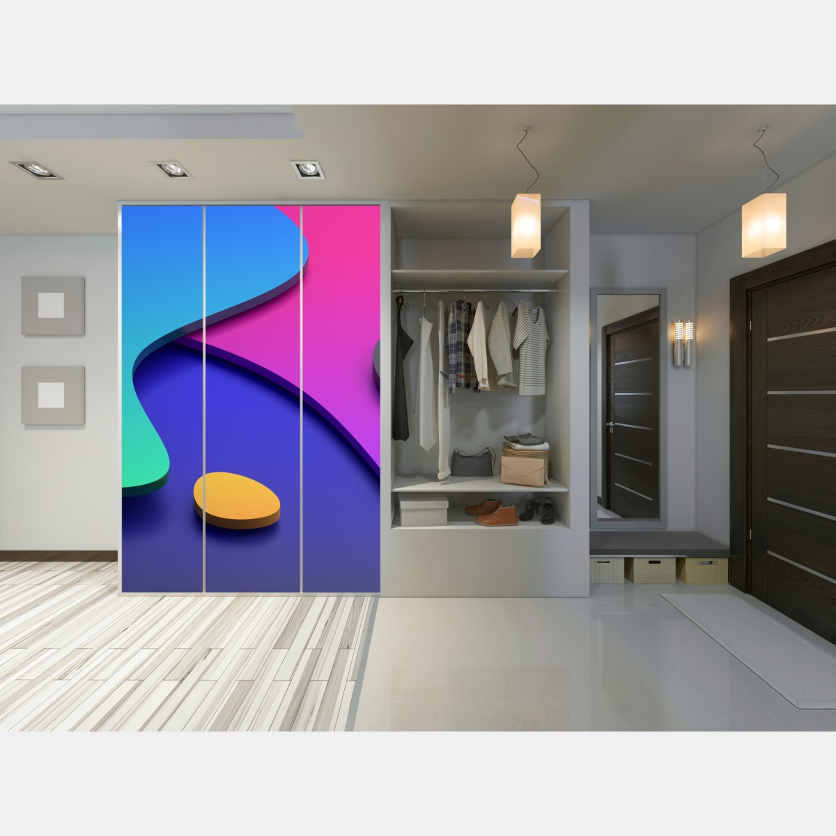 Schrankaufkleber lebhafte abstrakte 3d-kurven – Wallnifity® Schrankaufkleber lebhafte abstrakte 3d-kurven – Wallnifity®