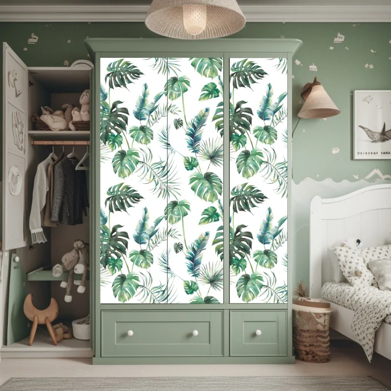 Schrankaufkleber aquarell tropische blätter muster – Wallnifity® Schrankaufkleber aquarell tropische blätter muster – Wallnifity®