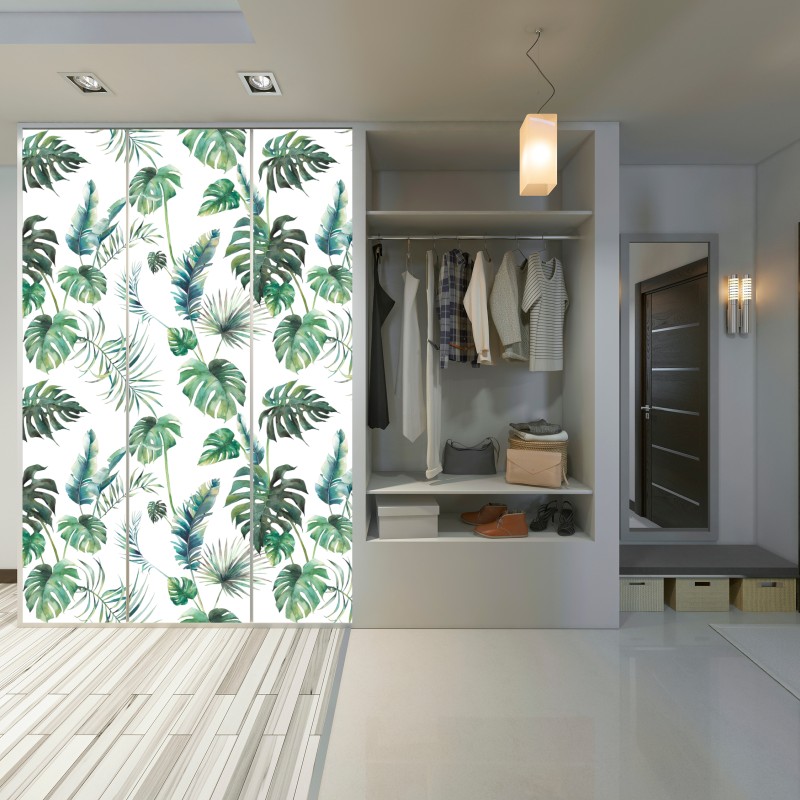 Schrankaufkleber aquarell tropische blätter muster – Wallnifity® Schrankaufkleber aquarell tropische blätter muster – Wallnifity®