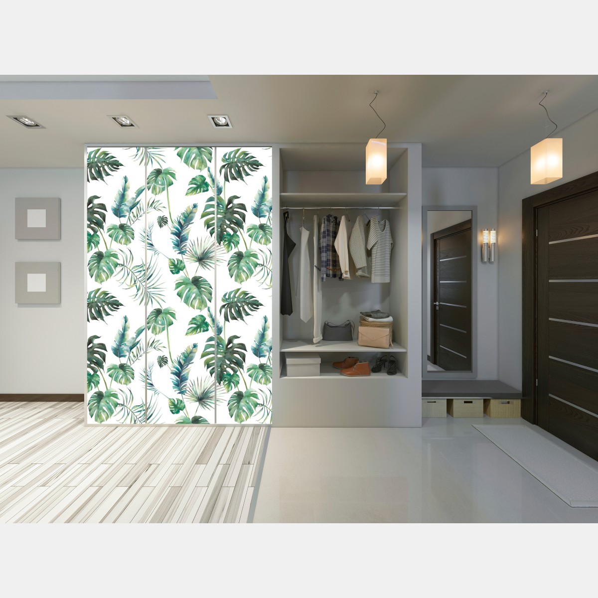 Schrankaufkleber aquarell tropische blätter muster – Wallnifity® Schrankaufkleber aquarell tropische blätter muster – Wallnifity®