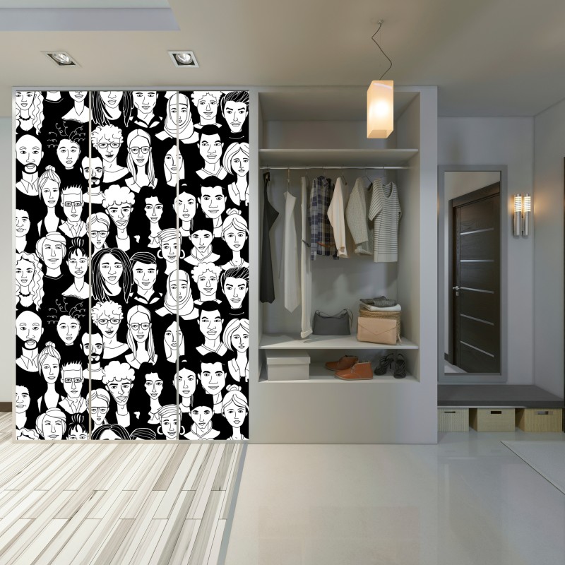 Schrankaufkleber muster mit vielfältigen gesichtern – Wallnifity® Schrankaufkleber muster mit vielfältigen gesichtern – Wallnifity®