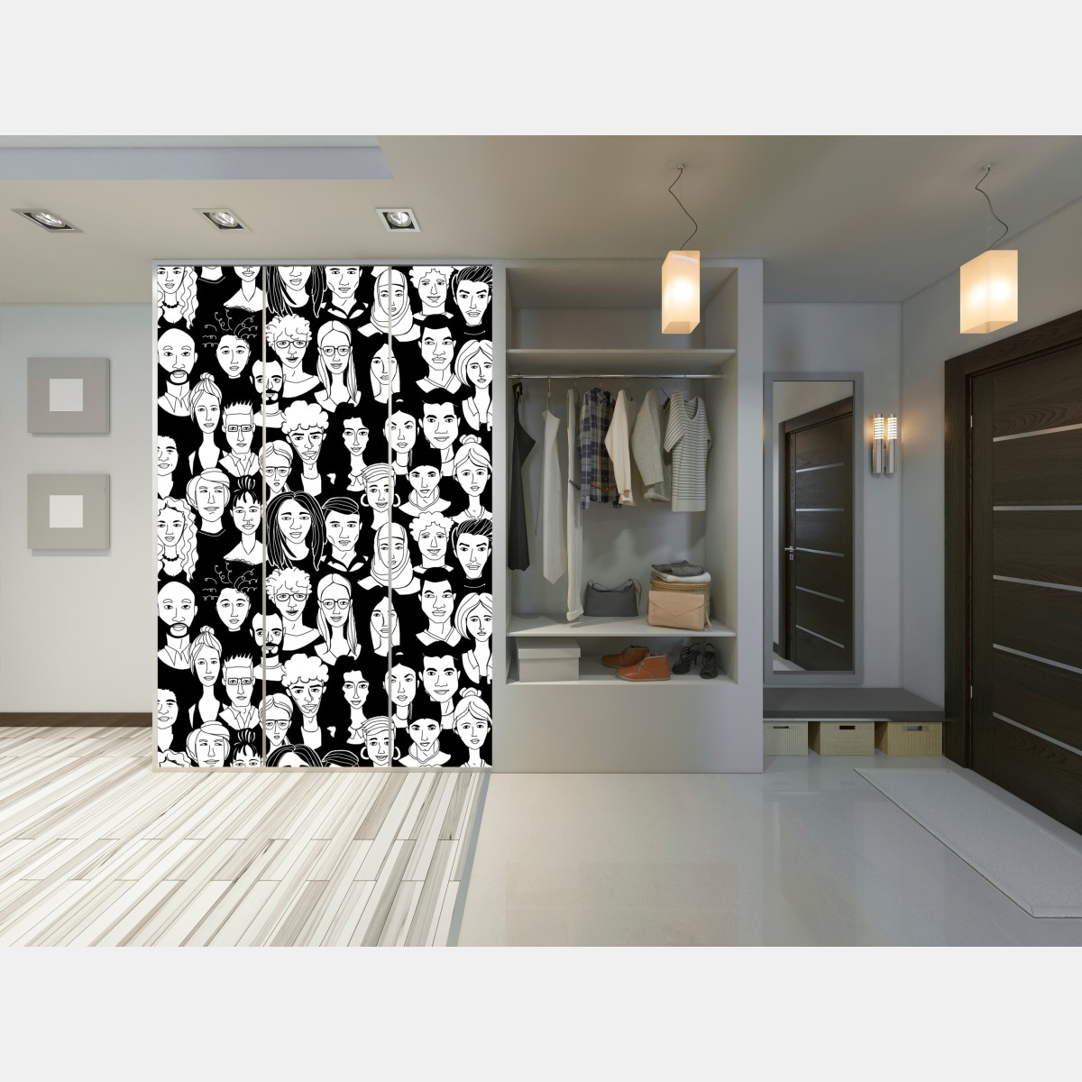 Schrankaufkleber muster mit vielfältigen gesichtern – Wallnifity® Schrankaufkleber muster mit vielfältigen gesichtern – Wallnifity®