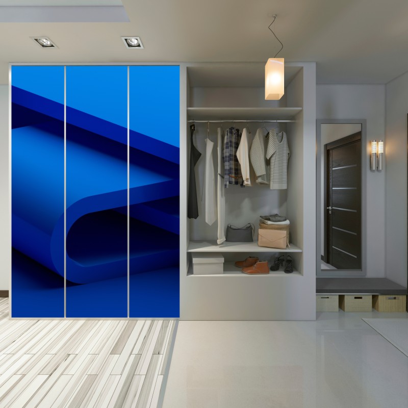 Schrankaufkleber minimalistische blaue geometrische schleife – Wallnifity® Schrankaufkleber minimalistische blaue geometrische schleife – Wallnifity®