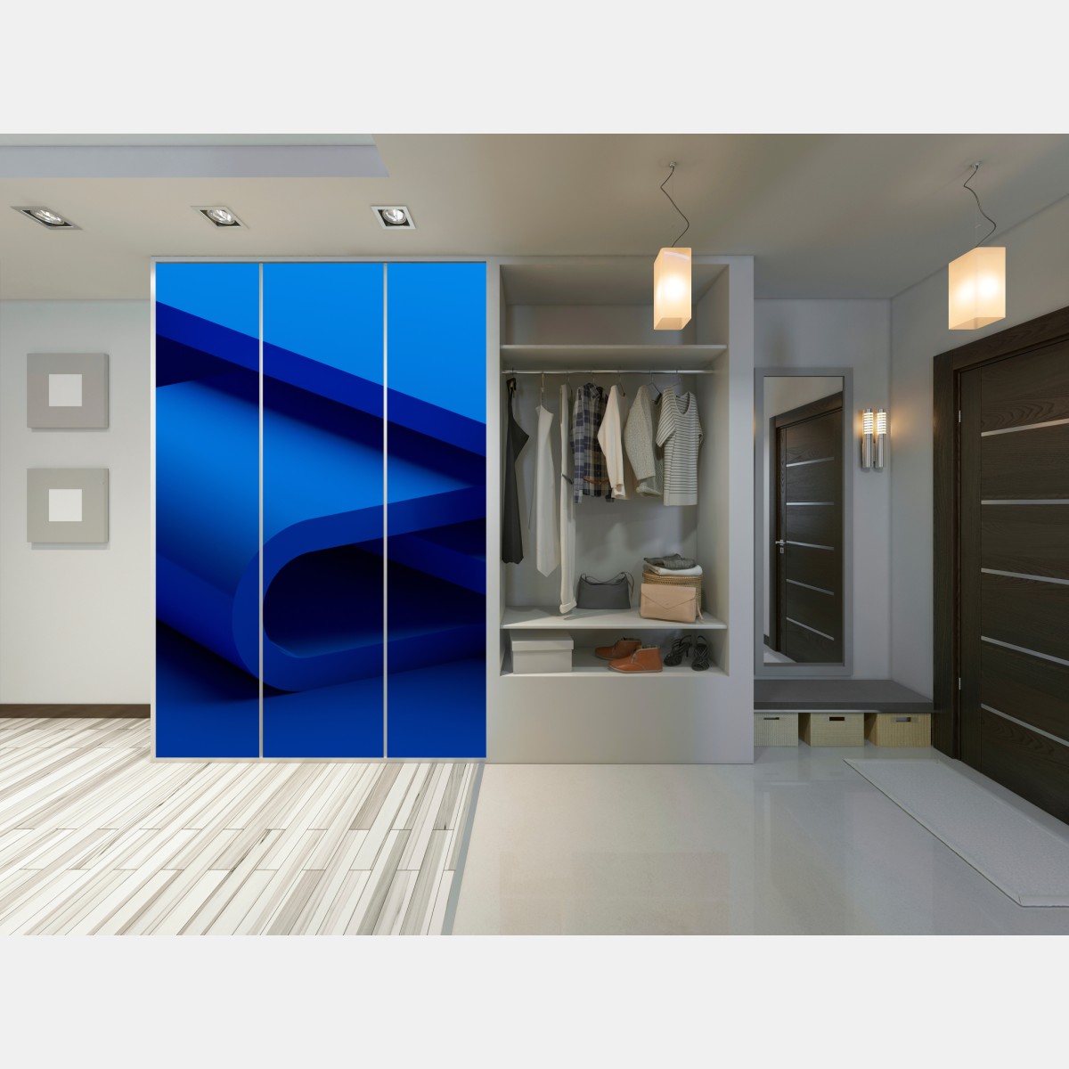 Schrankaufkleber minimalistische blaue geometrische schleife – Wallnifity® Schrankaufkleber minimalistische blaue geometrische schleife – Wallnifity®