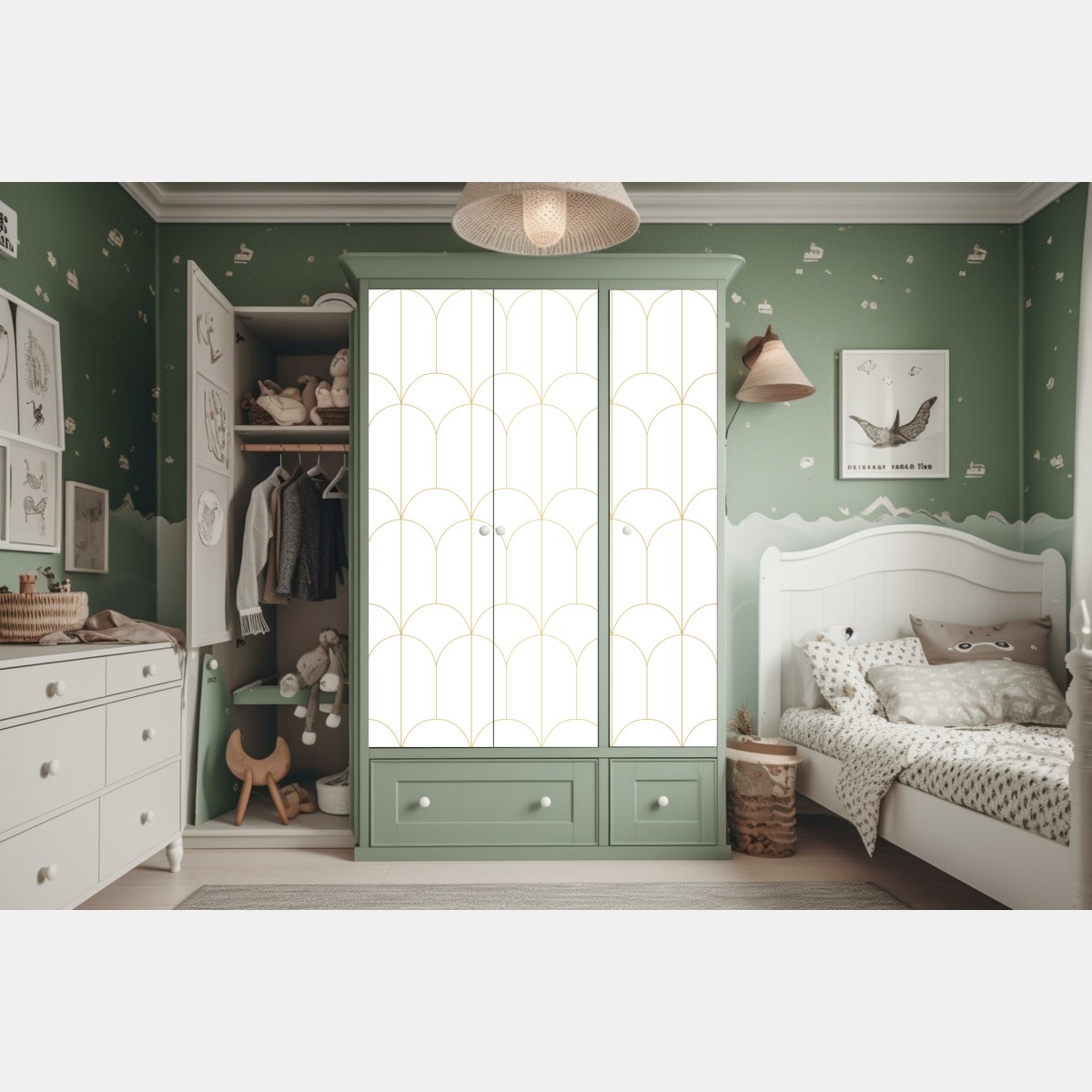 Schrankaufkleber goldenes art deco bogenmuster – Wallnifity® Schrankaufkleber goldenes art deco bogenmuster – Wallnifity®