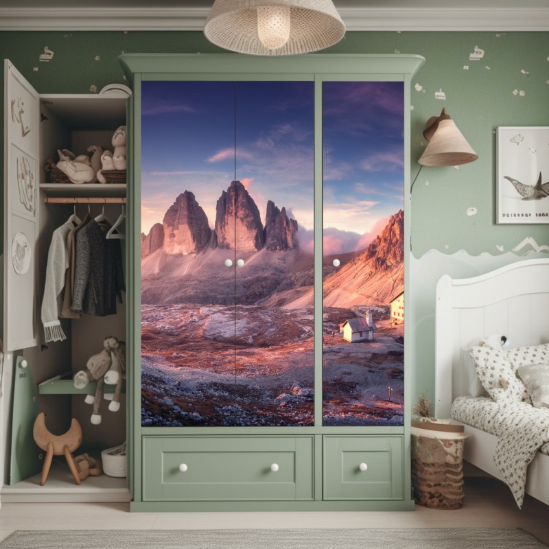 Schrankaufkleber moderne stadtsilhouette bei dämmerung – Wallnifity®