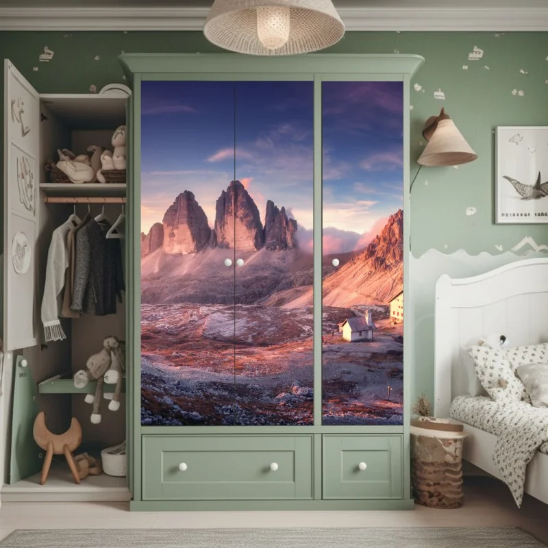 Schrankaufkleber sonnenaufgang über den gipfeln der Dolomiten – Wallnifity® Schrankaufkleber sonnenaufgang über den gipfeln der Dolomiten – Wallnifity®