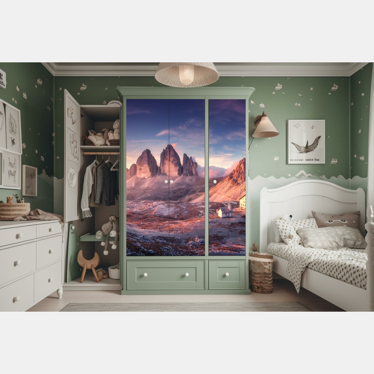 Schrankaufkleber sonnenaufgang über den gipfeln der Dolomiten – Wallnifity® Schrankaufkleber sonnenaufgang über den gipfeln der Dolomiten – Wallnifity®