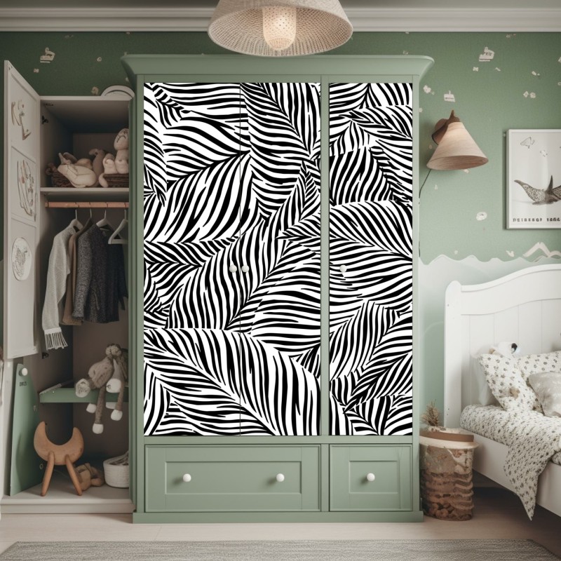 Schrankaufkleber sonnenuntergang über der städtischen küstenlinie – Wallnifity®