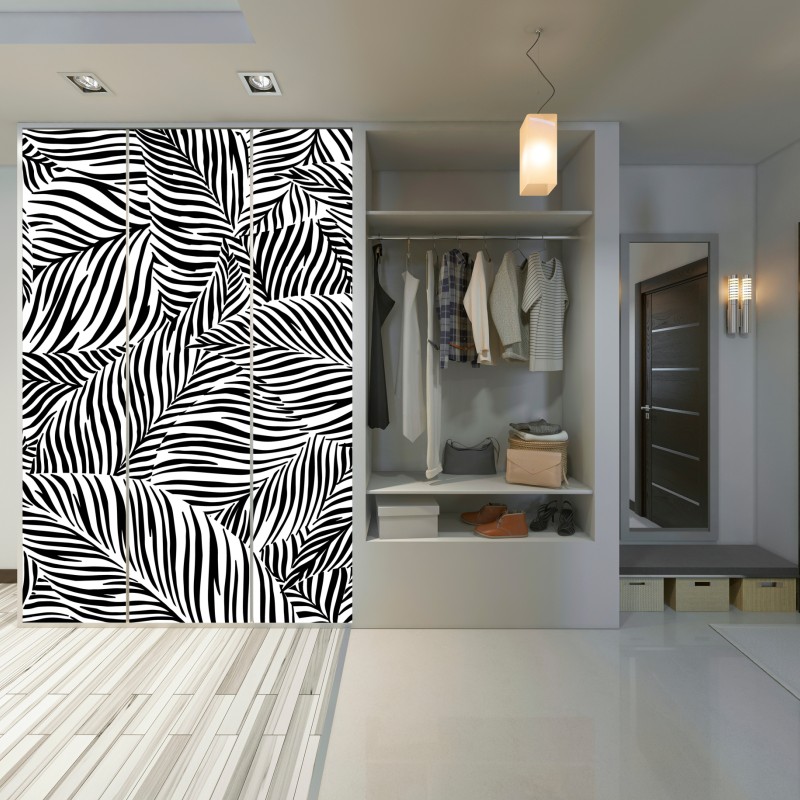 Schrankaufkleber monochromes tropisches blattmuster – Wallnifity® Schrankaufkleber monochromes tropisches blattmuster – Wallnifity®