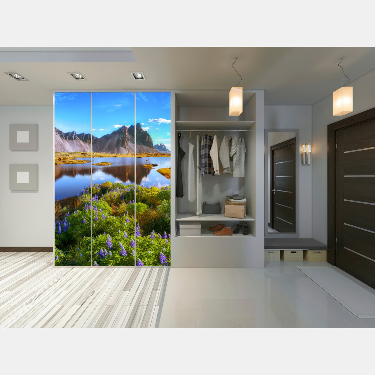 Schrankaufkleber lebendige lupinenwiesen bei Vestrahorn, Island – Wallnifity® Schrankaufkleber lebendige lupinenwiesen bei Vestrahorn, Island – Wallnifity®