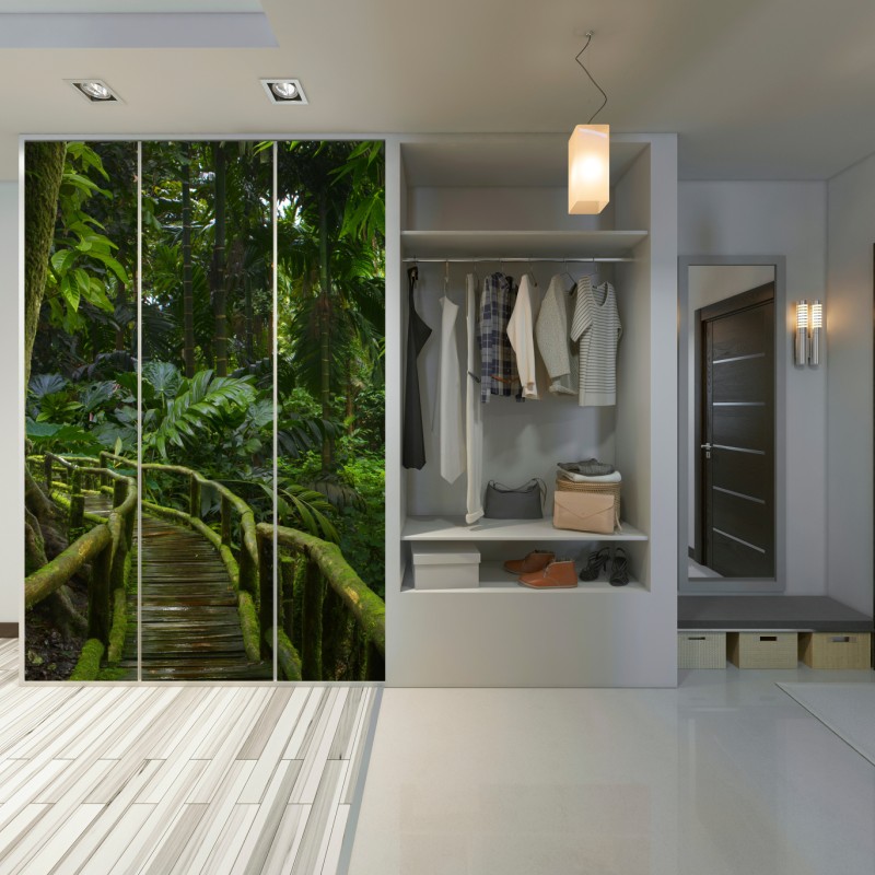 Schrankaufkleber ruhiger dschungelsteg durch üppigen regenwald – Wallnifity® Schrankaufkleber ruhiger dschungelsteg durch üppigen regenwald – Wallnifity®