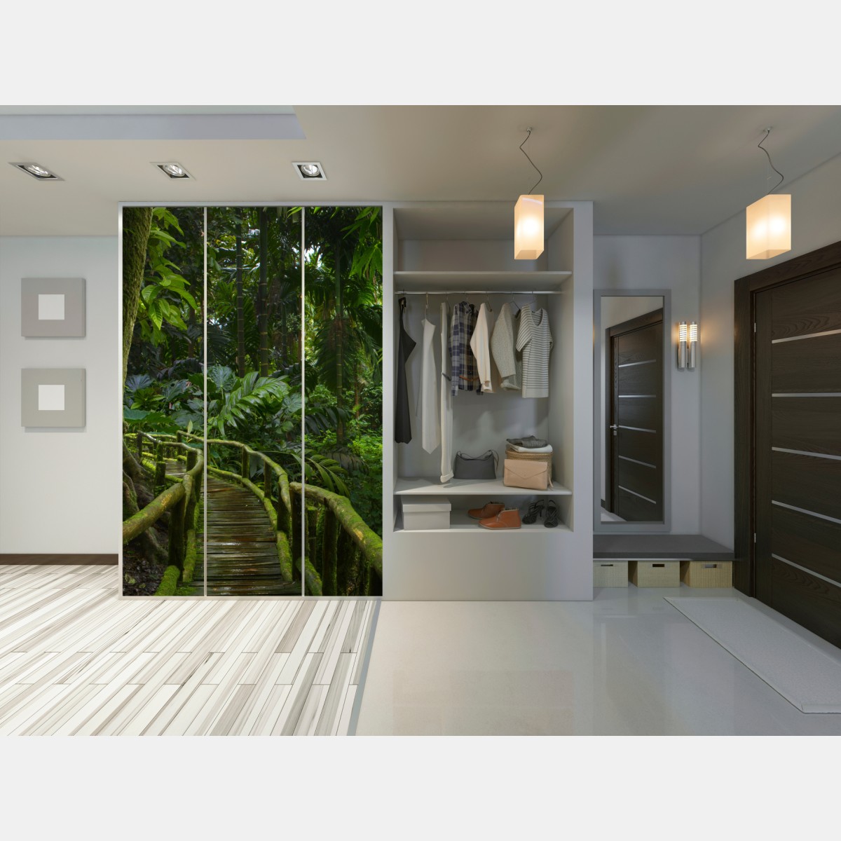 Schrankaufkleber ruhiger dschungelsteg durch üppigen regenwald – Wallnifity® Schrankaufkleber ruhiger dschungelsteg durch üppigen regenwald – Wallnifity®