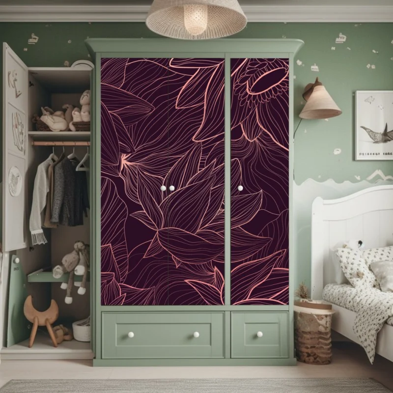 Schrankaufkleber monochromes tropisches blattmuster – Wallnifity®