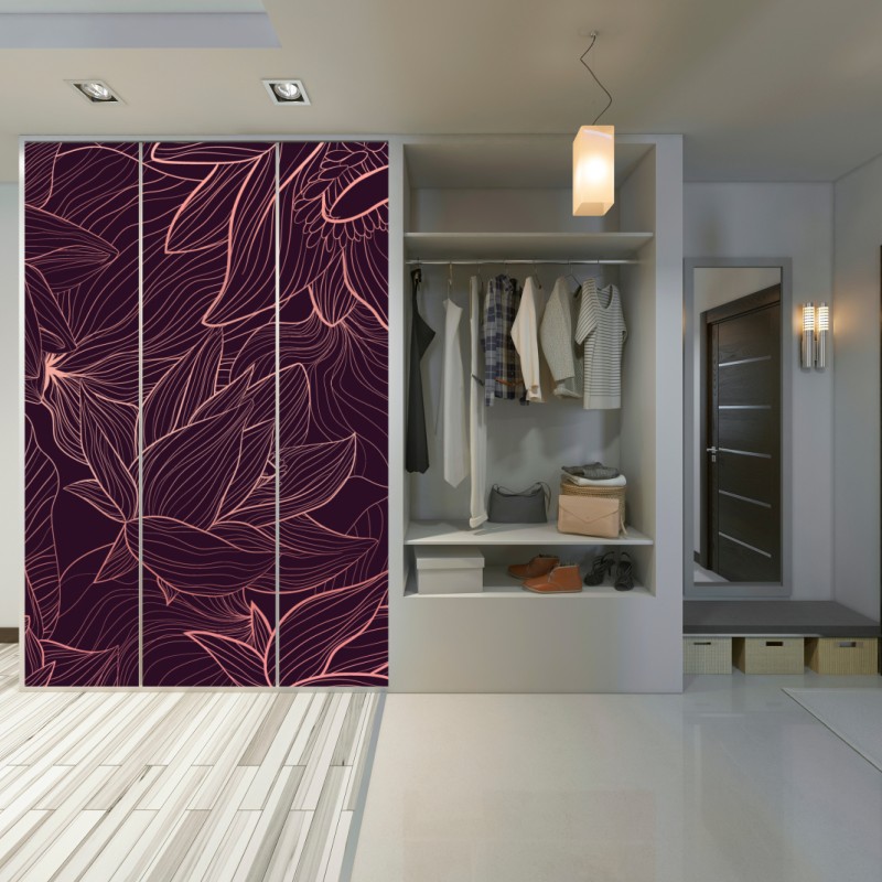 Schrankaufkleber elegantes rosa linienblumenmuster – Wallnifity® Schrankaufkleber elegantes rosa linienblumenmuster – Wallnifity®