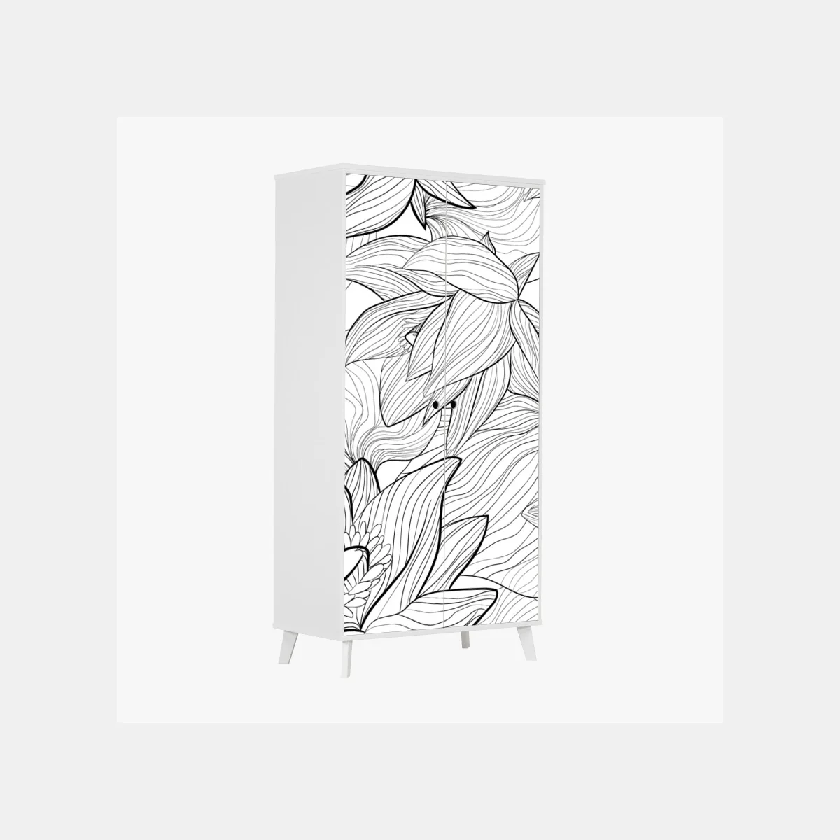 Schrankaufkleber zarte lotus-linienzeichnung – Wallnifity® Schrankaufkleber zarte lotus-linienzeichnung – Wallnifity®