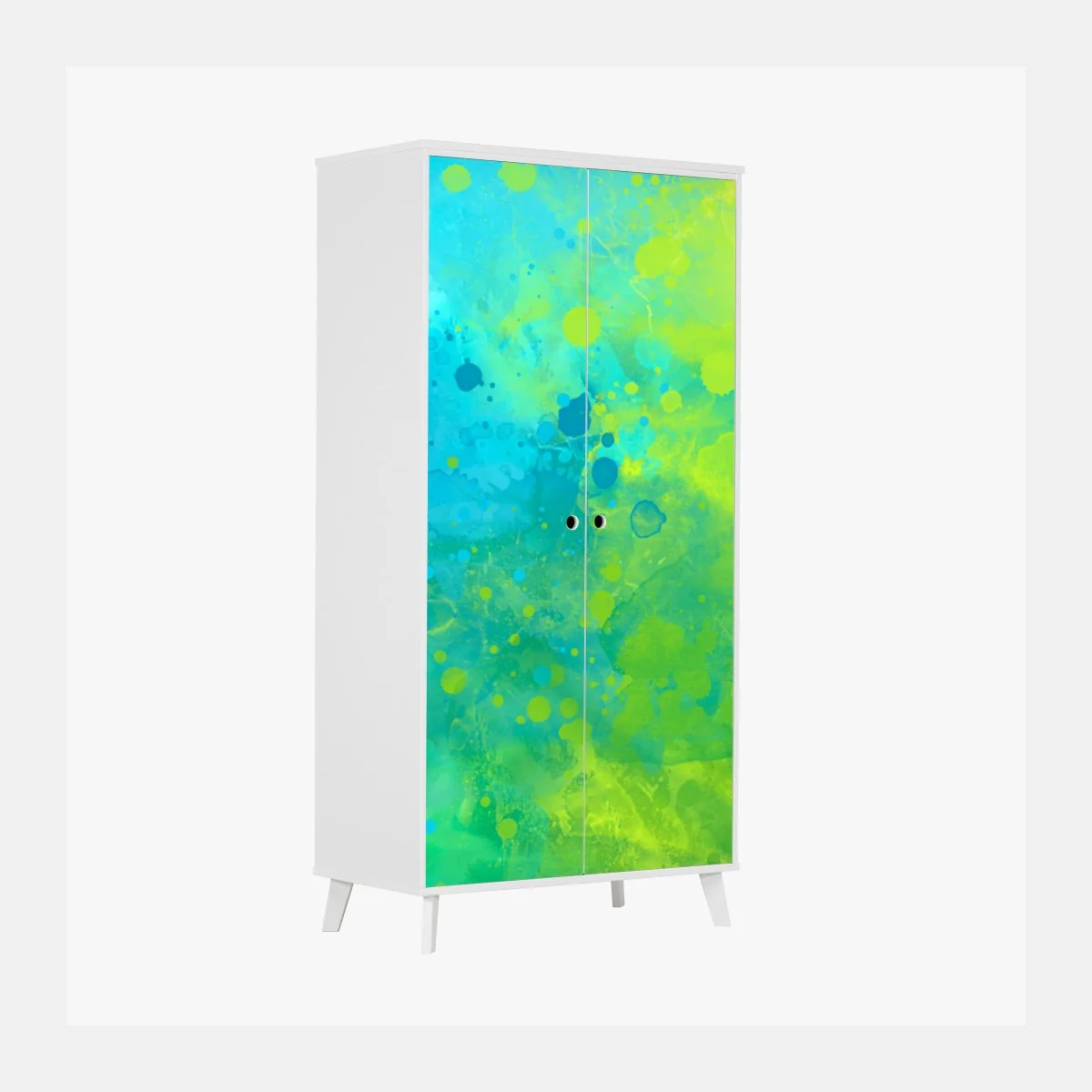 Schrankaufkleber lebhafte türkis und limetten aquarellspritzer – Wallnifity®