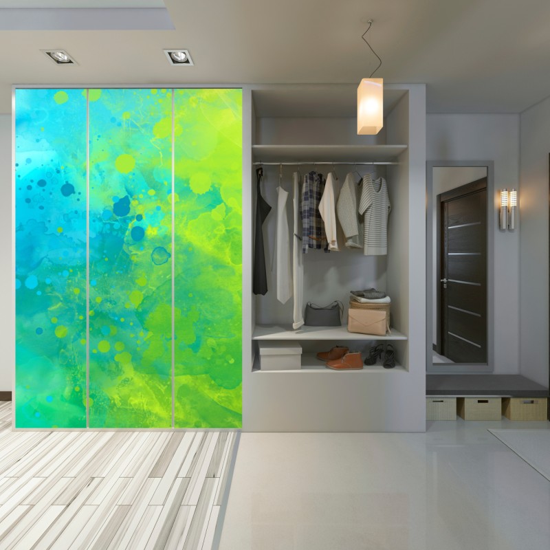 Schrankaufkleber lebhafte türkis und limetten aquarellspritzer – Wallnifity®