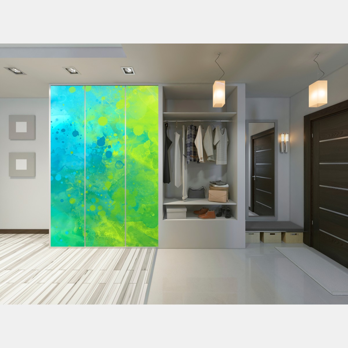 Schrankaufkleber lebhafte türkis und limetten aquarellspritzer – Wallnifity®