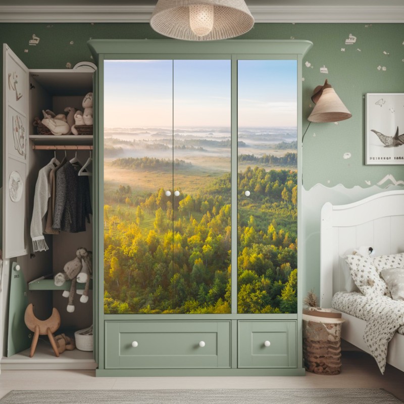 Schrankaufkleber pastellmuster mit rehkitzen und hasen – Wallnifity®