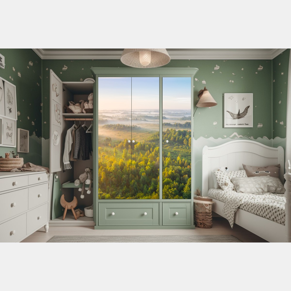 Schrankaufkleber nebliger morgen im sumpf von Zvanets – Wallnifity® Schrankaufkleber nebliger morgen im sumpf von Zvanets – Wallnifity®